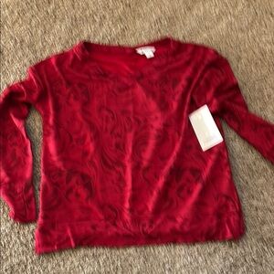Chico's Red Patterned Long Sleeve Top